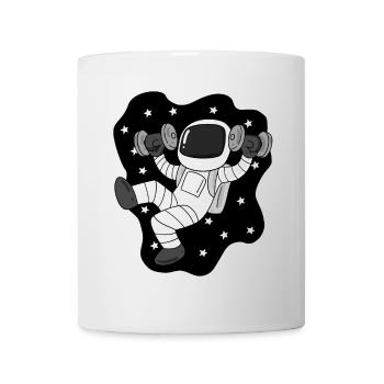 Astronaut with dumbbells in space - Mug - white - Front