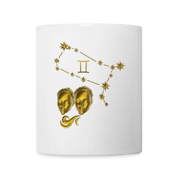 Sternzeichen Zwillinge 3D, gold - Tasse - Weiß - Vorne