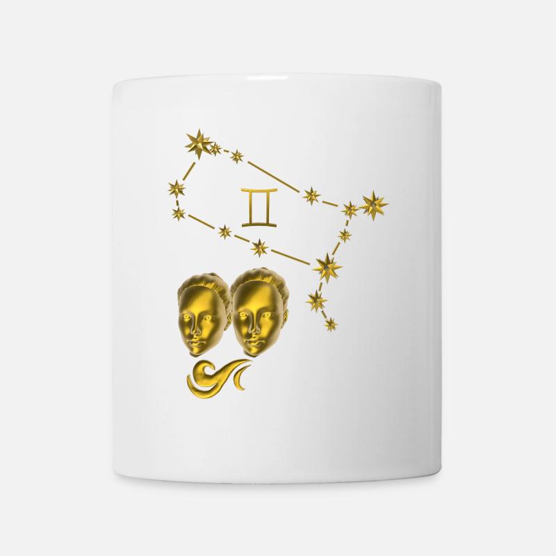Sternzeichen Zwillinge 3D, gold - Tasse - Weiß