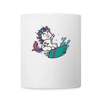 Licorne en kite ou wakeboard - Mug blanc - blanc - Devant