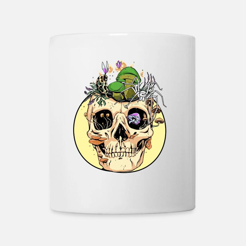 Horreur Halloween Spider Skull Champignons d’automne - Mug blanc - blanc