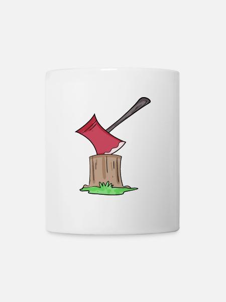 Axt Holz Holzfäller - Tasse - Weiß