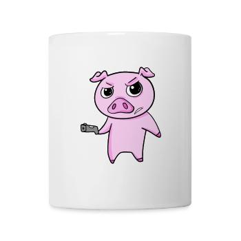 Pig with pistol - Mug - white - Front