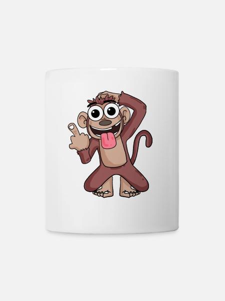 Monkey pointing the middle finger - Mug - white