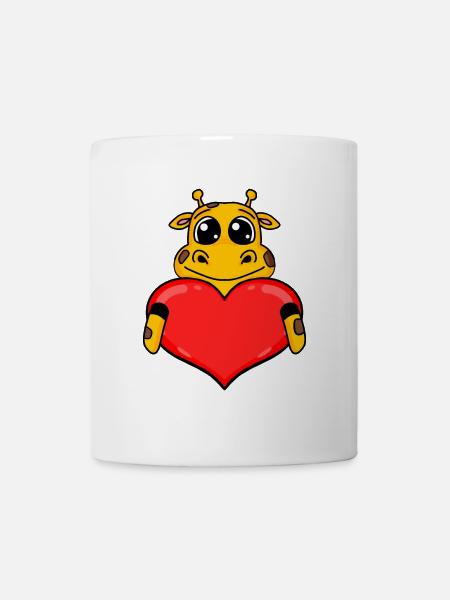 Giraffe mit Herz - Liebe Romantisch - Tasse - Weiß