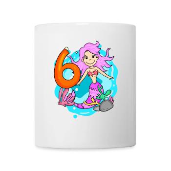 Fille de 6 ans sirène de 6ème anniversaire - Mug blanc - blanc - Devant