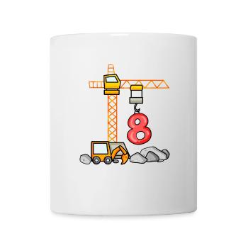 8. Geburtstag 8 Jahre Kran Baustelle Junge - Tasse - Weiß - Vorne