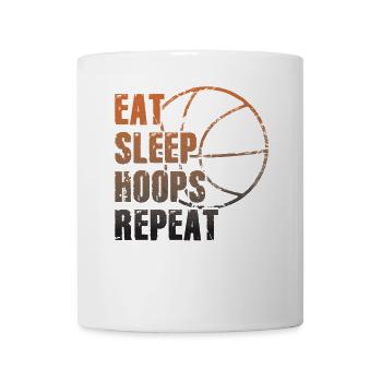 Eat Sleep Hoops Repeat Basketball - Tasse - Weiß - Vorne