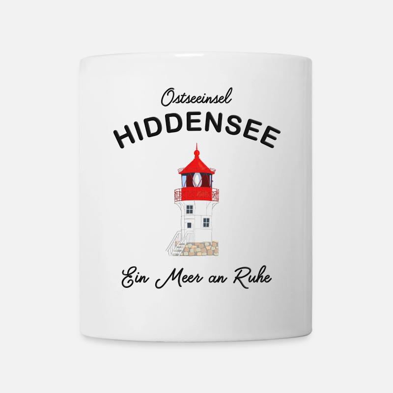 Hiddensee, ein Meer an Ruhe, Leuchtturm Gellen - Tasse - Weiß
