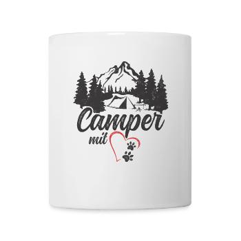 Camper with heart and paws dog camping - Mug - white - Front