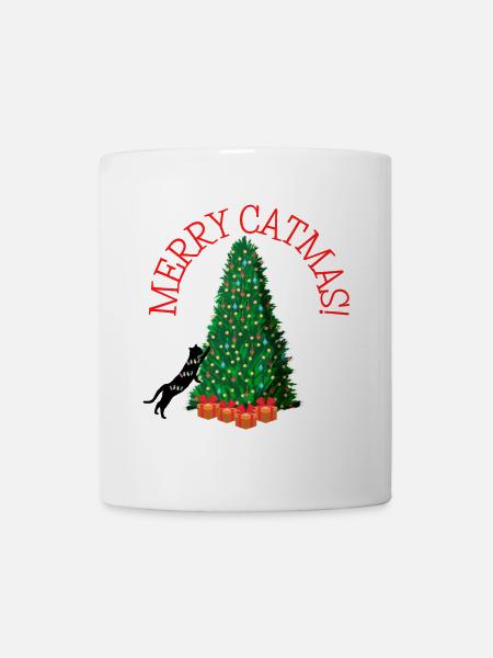 Merry Catmas! - Funny Christmas Cat - Tasse - Weiß