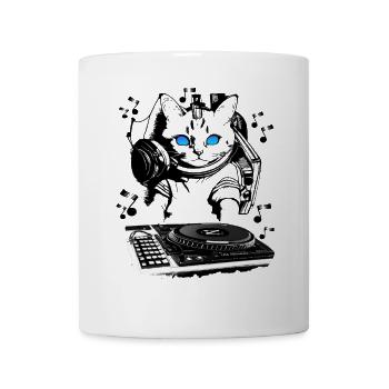 Katzen DJ mit Mischpult - Tasse - Weiß - Vorne