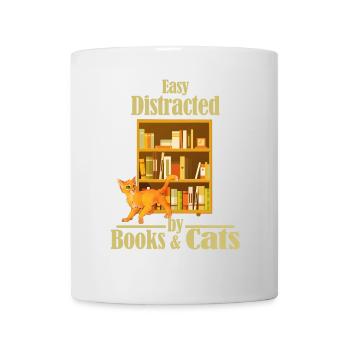 Easily distracted by books and cats - Mug - white - Front