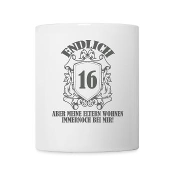 Endlich 16 Gebuststag Spruch für den Geburtstag - Tasse - Weiß - Vorne