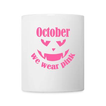 October we wear Pink Halloween Pumpkin - Mug - white - Front