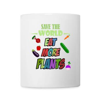 Sauvez le monde mangez plus de plantes! Végétalien - Mug blanc - blanc - Devant