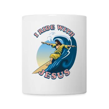 I Ride With Jesus | Jesus Christ Surfeur - Mug blanc - blanc - Devant