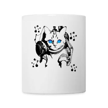 DJ Katze mit Kopfhörern - Tasse - Weiß - Vorne