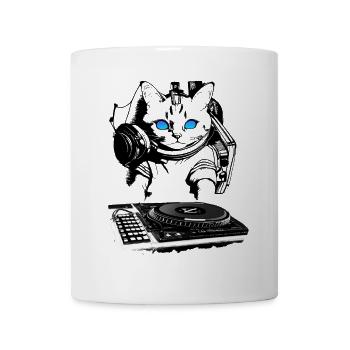 Katzen DJ mit Mischpult - Tasse - Weiß - Vorne