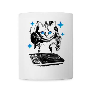 DJ Katze mit Mischpult - Tasse - Weiß - Vorne