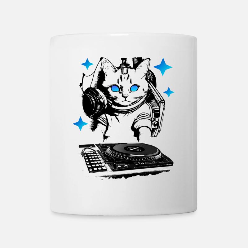 DJ Katze mit Mischpult - Tasse - Weiß