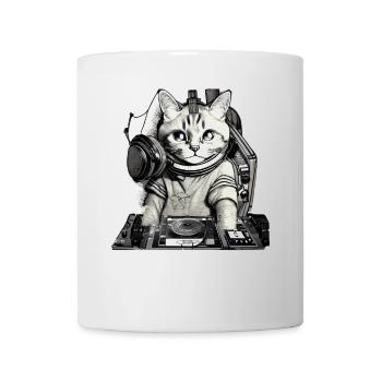 DJ Katze mit Mischpult - Tasse - Weiß - Vorne