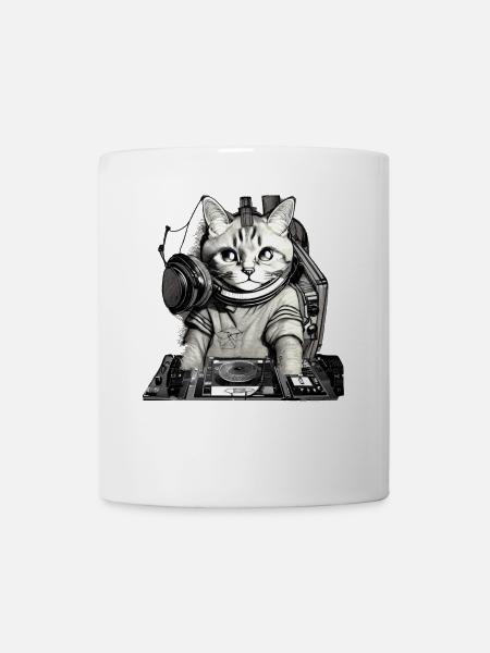 DJ Katze mit Mischpult - Tasse - Weiß