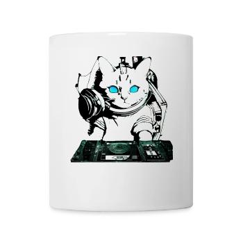 DJ Katze mit Mischpult - Tasse - Weiß - Vorne