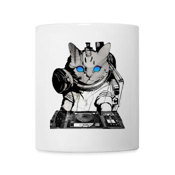 DJ Katze mit Mischpult - Tasse - Weiß - Vorne