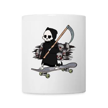 Skateboard Grim Reaper Closing Time End Horror Death - Mug - white - Front