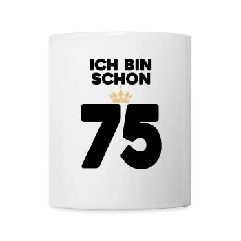 75 Geburtstag - 75 Jahre mit Krone - Tasse - Weiß - Vorne