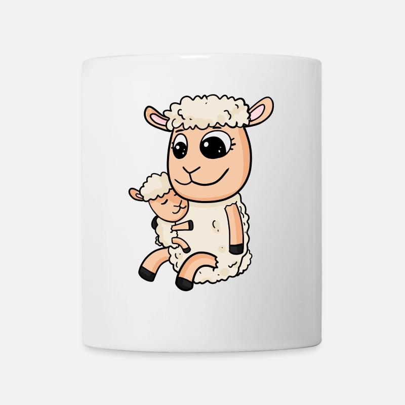 Moutons avec bébé moutons - Mug blanc - blanc