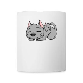 Katze mit Baby Katze - Tasse - Weiß - Vorne