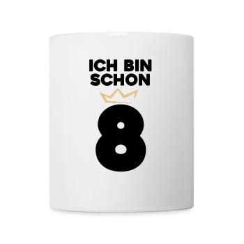 8 Geburtstag - 8 Jahre mit Krone - Tasse - Weiß - Vorne