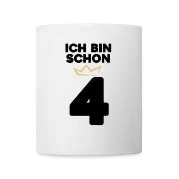 4 Geburtstag - 4 Jahre mit Krone - Tasse - Weiß - Vorne