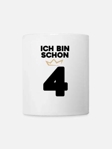4 Geburtstag - 4 Jahre mit Krone - Tasse - Weiß