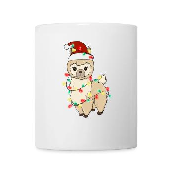 Lama mit Weihnachtslichtern - Tasse - Weiß - Vorne