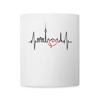 Berlin Skyline Herzschlag Herz Liebe Love Berliner - Tasse - Weiß - Vorne