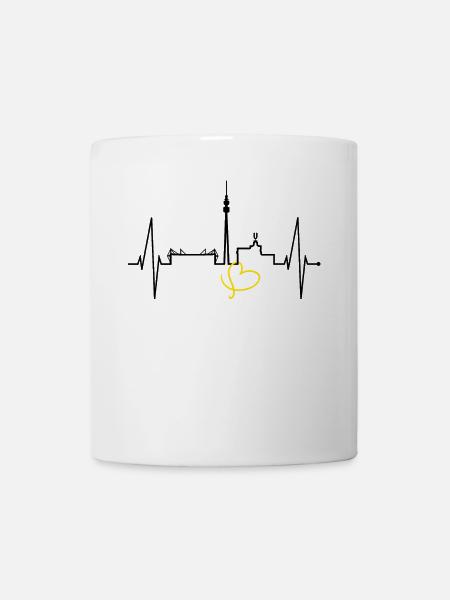 Dortmund Skyline Herzschlag Stadion Fan Dortmunder - Tasse - Weiß
