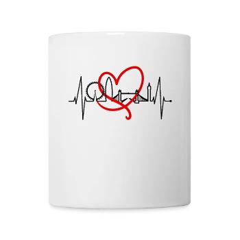 London Heartbeat Skyline Angleterre Heart Union Jack - Mug blanc - blanc - Devant