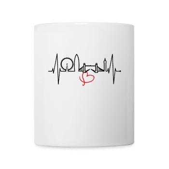 London Heartbeat Skyline Angleterre Heart Union Jack - Mug blanc - blanc - Devant