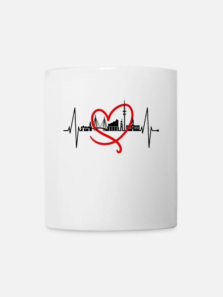 Hamburg Skyline Herzschlag Hamburger Liebe Fan - Tasse - Weiß