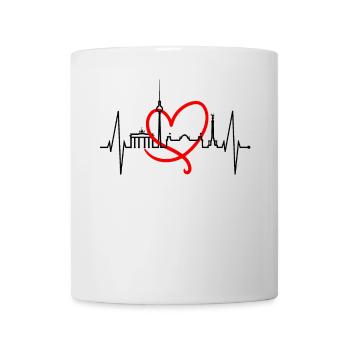 Berlin Skyline Herzschlag Herz Liebe Love Berliner - Tasse - Weiß - Vorne