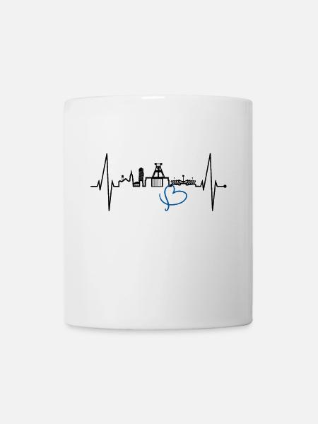 Bochum Herzschlag Bochumer Skyline Heimat Ruhrpott - Tasse - Weiß