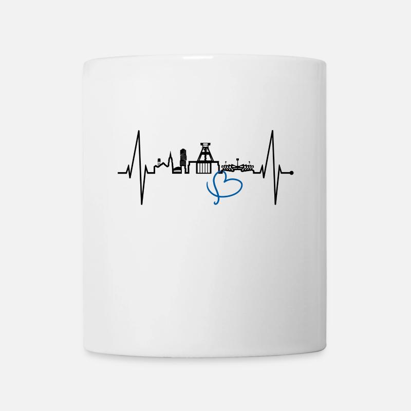 Bochum Herzschlag Bochumer Skyline Heimat Ruhrpott - Tasse - Weiß