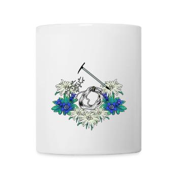 Tiroler Alpen Enzian Edelweiß Bergsteiger klettern - Tasse - Weiß - Vorne