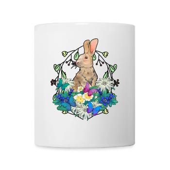 Début du printemps Lapin de Pâques Joyeuses Pâques Nature - Mug blanc - blanc - Devant