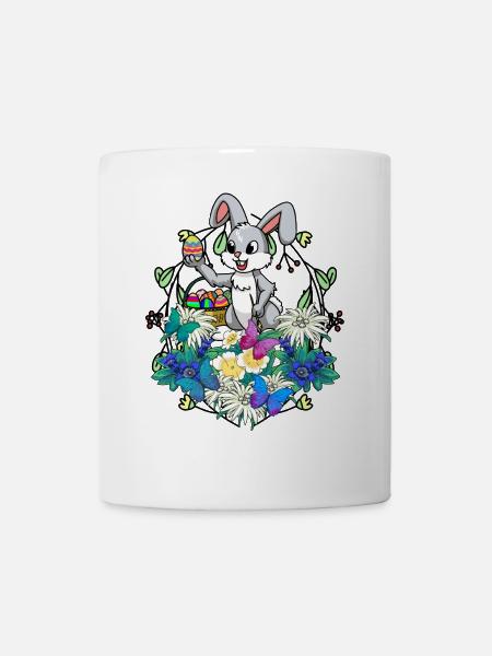 Frühlingsanfang Ostereier Osterhase Pinsel Ostern - Tasse - Weiß