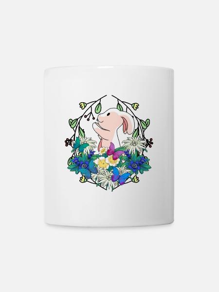 Début du printemps Lapin de Pâques Nature - Mug blanc - blanc