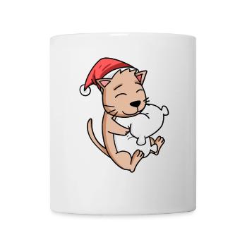 Mignon chat Noël sommeil fatigué - Mug blanc - blanc - Devant